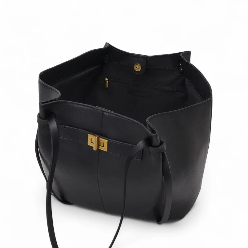 Grand sac à main Lyra en cuir PU noir - Image 3