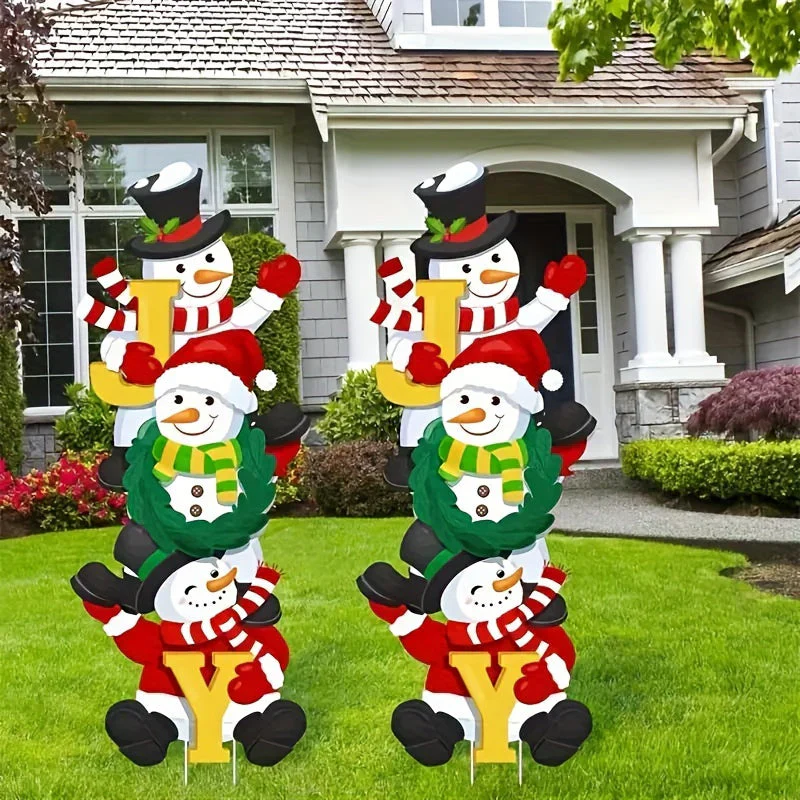 Décoration de jardin de Noël en 3 pièces avec bonhomme de neige - Image 4