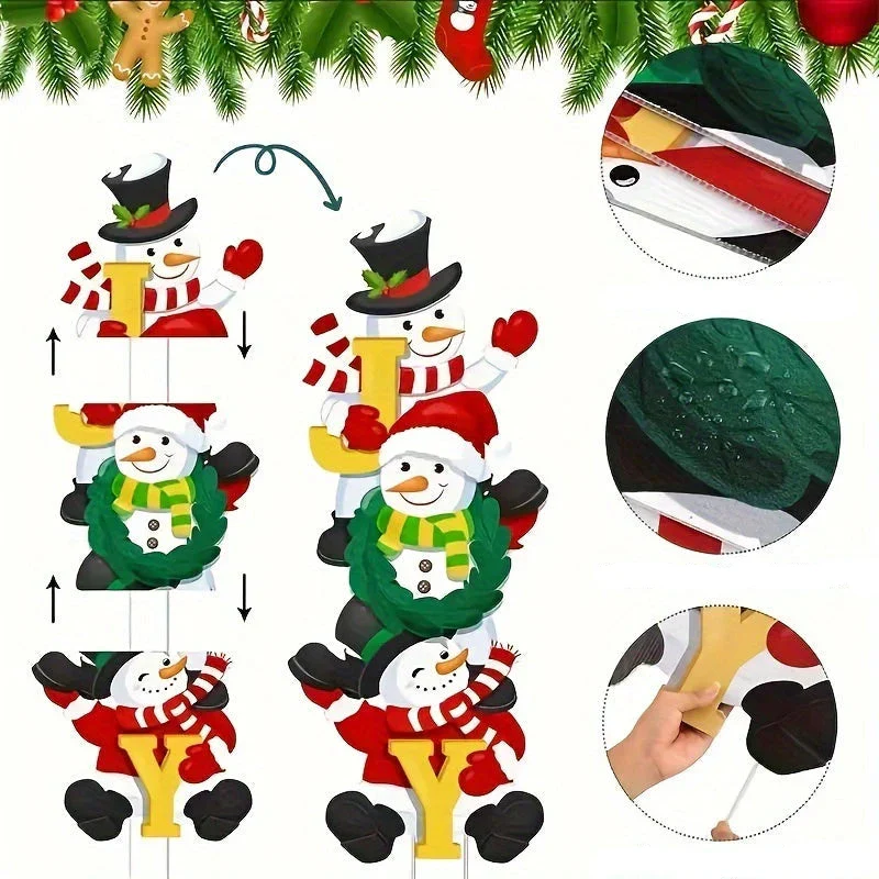 Décoration de jardin de Noël en 3 pièces avec bonhomme de neige - Image 5